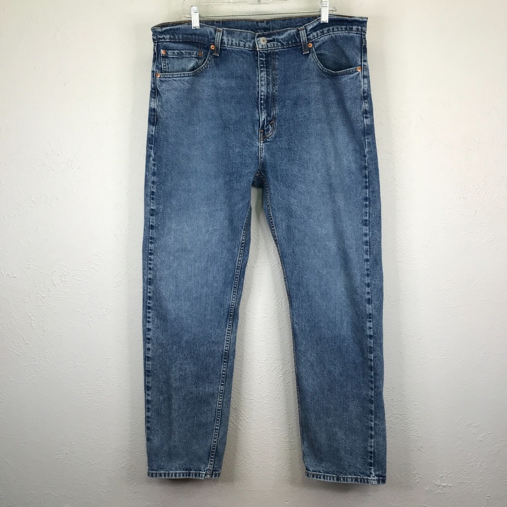 Levis 505 Jeans Mens 40x32 Regular Fit Straight Leg Medium Wash Denim Blue‎